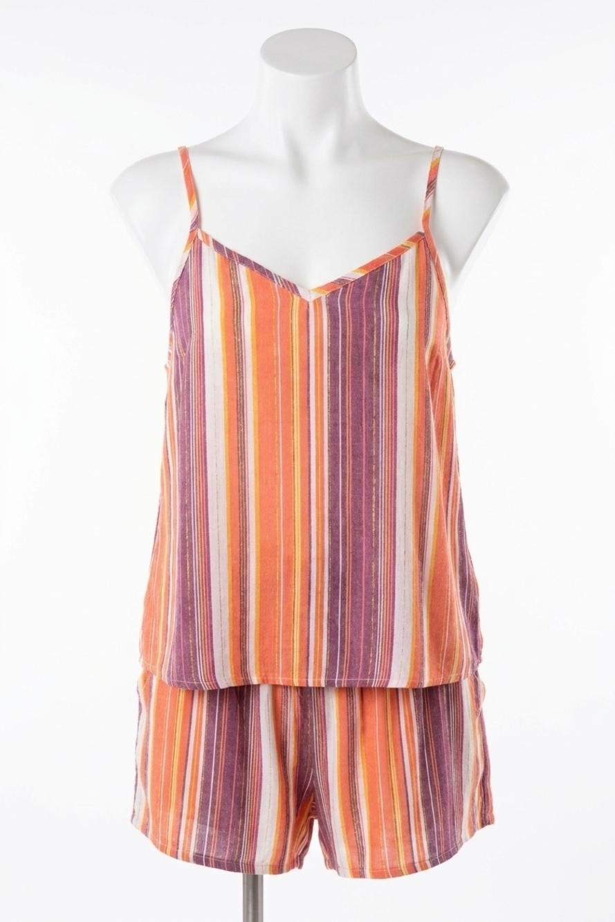 NEW PJ SALVAGE slow jams stripe tank in pink multi